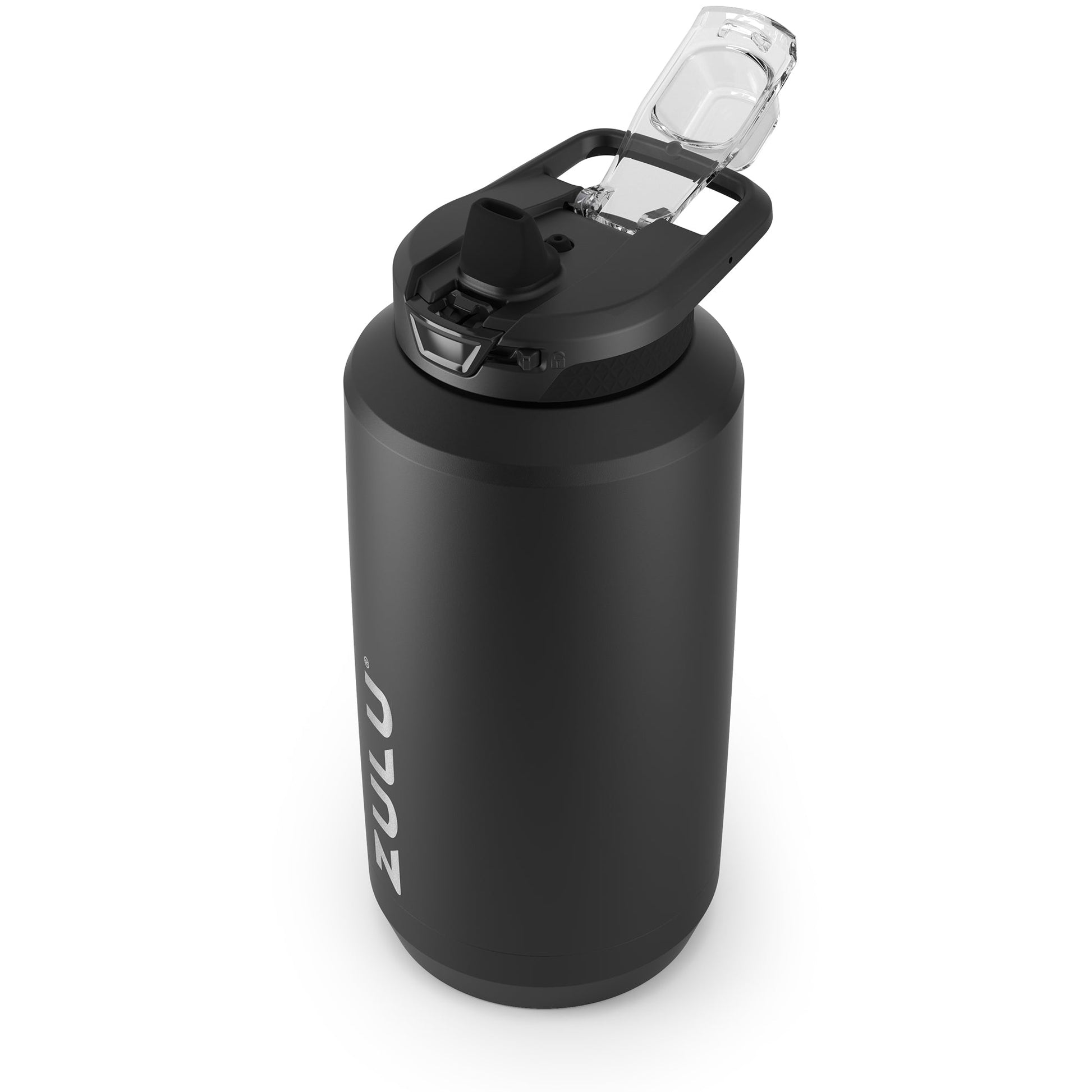 goals-stainless-steel-half-gallon-water-bottle-with-straw-i2 ZuluGoals64ozSSJug_Straw_AngleLidOpen_Keytography_Black.jpg